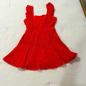 Betsey Johnson Mosaic Cotton Eyelet Dress Red - Size 4